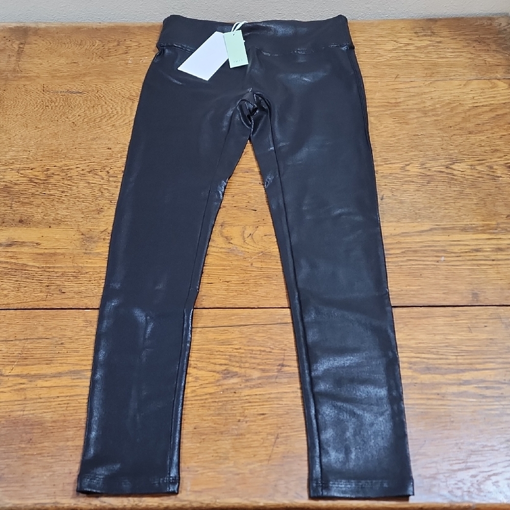 TSFUL Black Womens Faux Leather Leggings Medium NWT